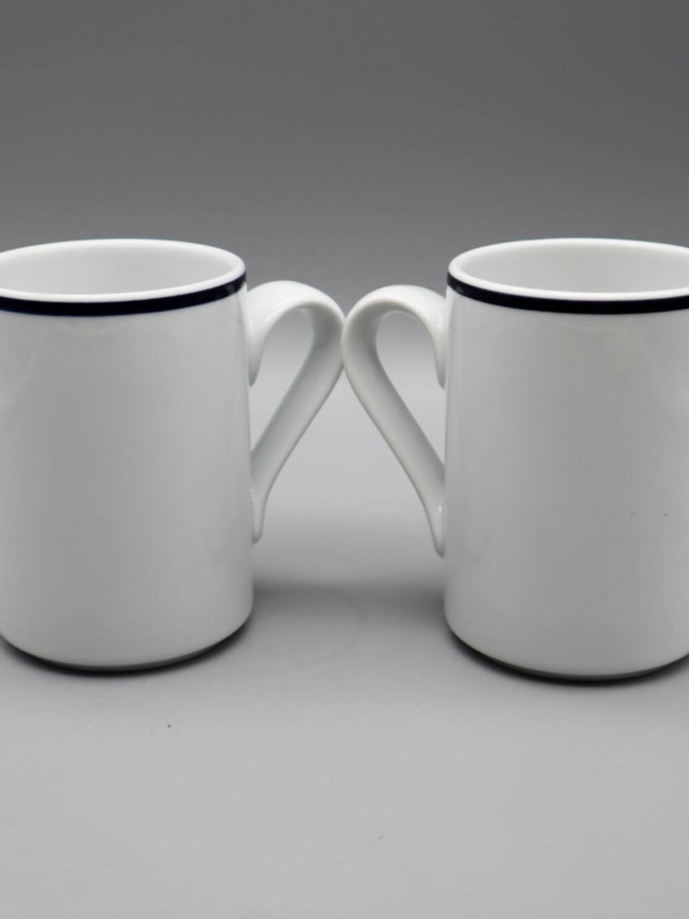 2 Dansk Bistro Christianshavn Mugs Blue Stripe Made in Portugal Coastal Scandi